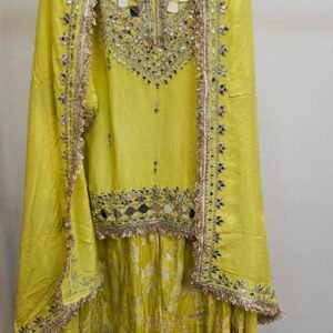 Lime Yellow Sharara Exclusive Dress – S000078C