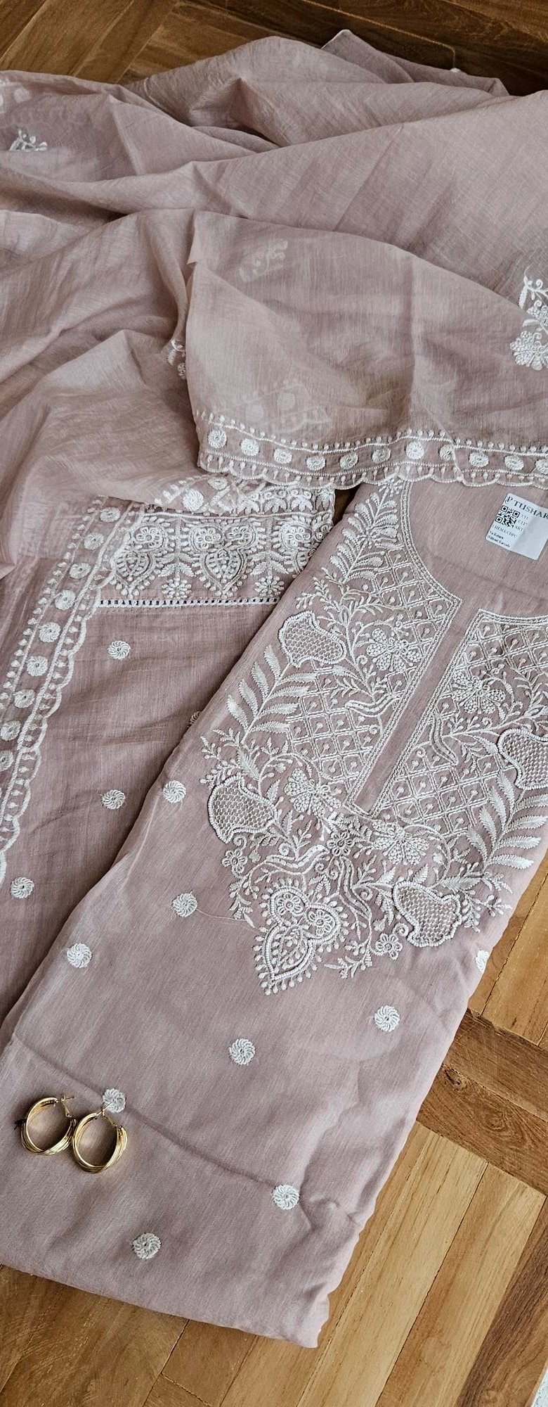 Pure Mul-Chanderi Chikankari Dress - Image 6