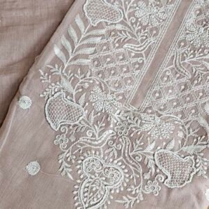 Pure Mul-Chanderi Chikankari Dress
