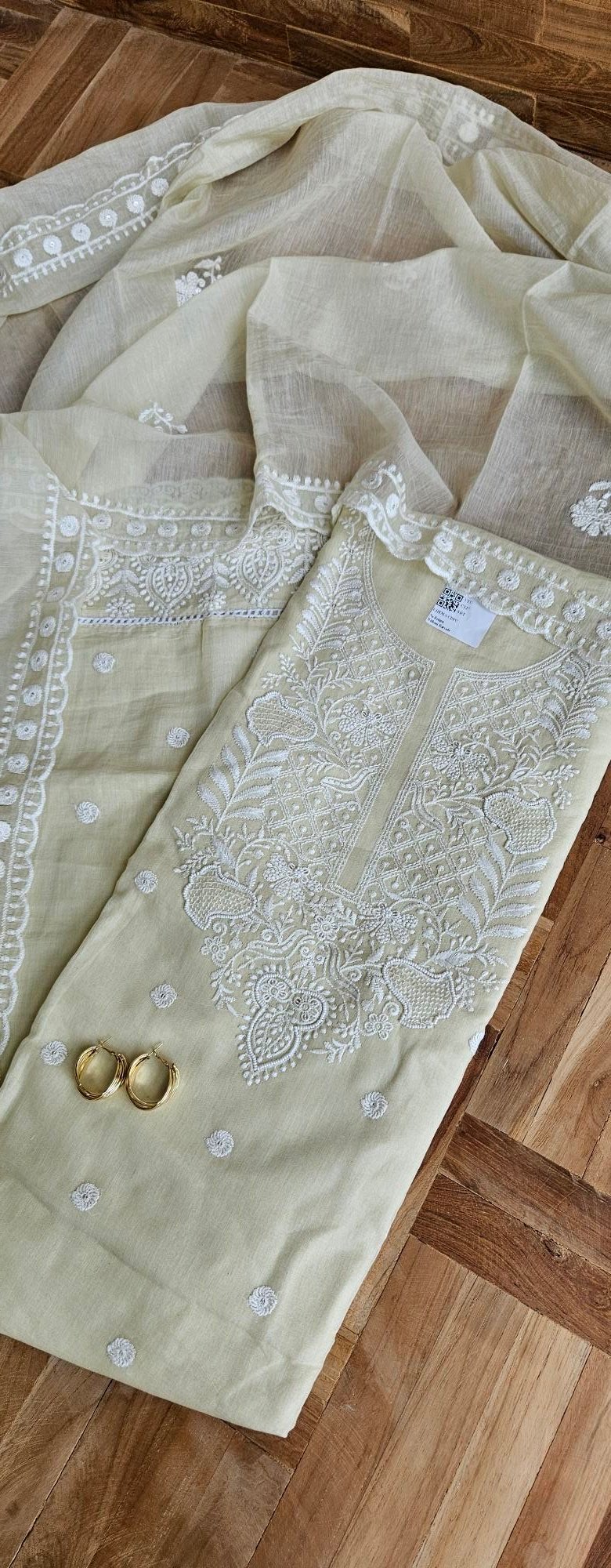 Pure Mul-Chanderi Chikankari Dress - S000391C - Image 4