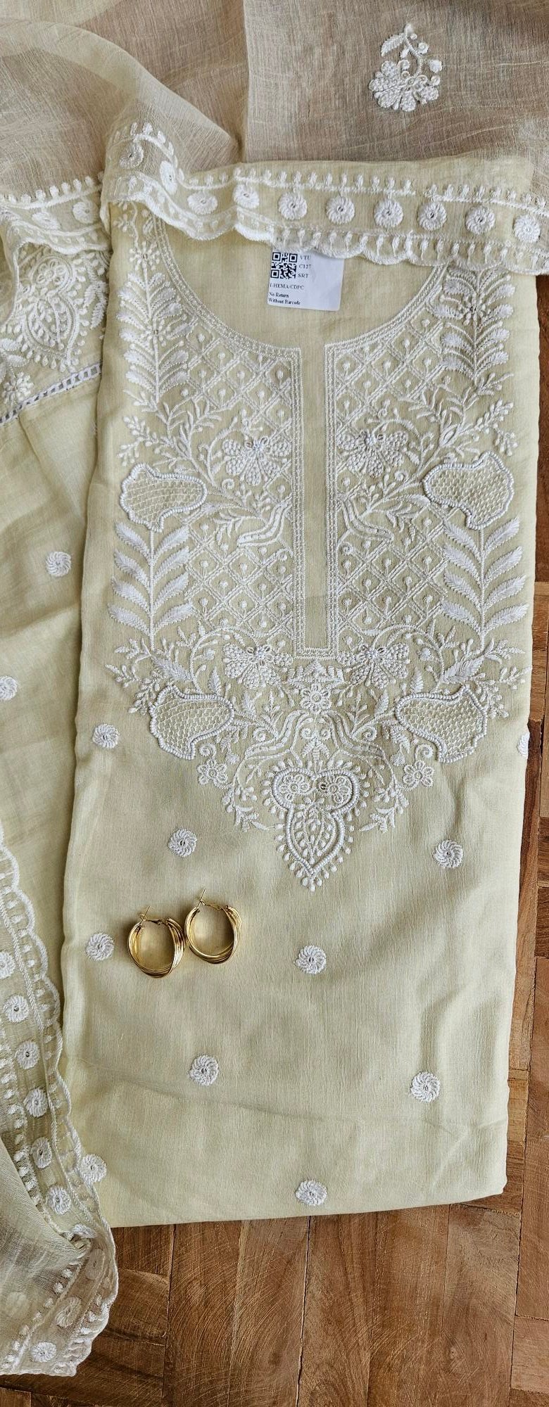 Pure Mul-Chanderi Chikankari Dress - S000391C - Image 2