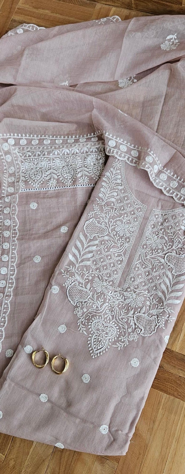 Pure Mul-Chanderi Chikankari Dress - Image 8