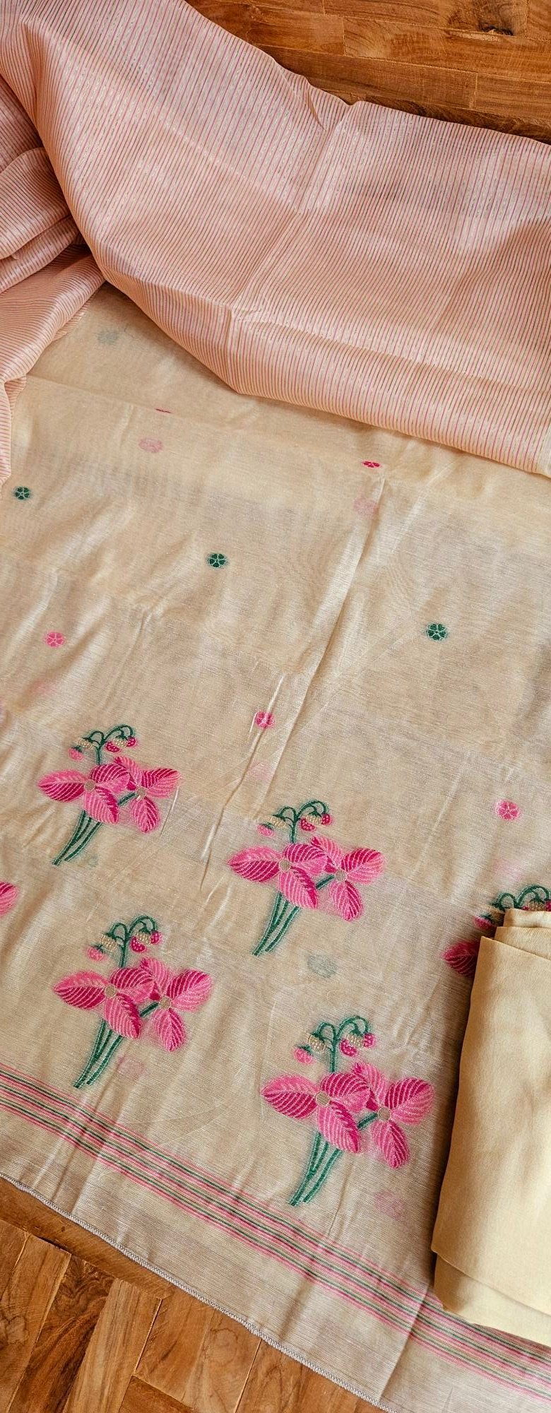 Pure Tassar Jamdani Weaving Dress - S000427C - Image 7