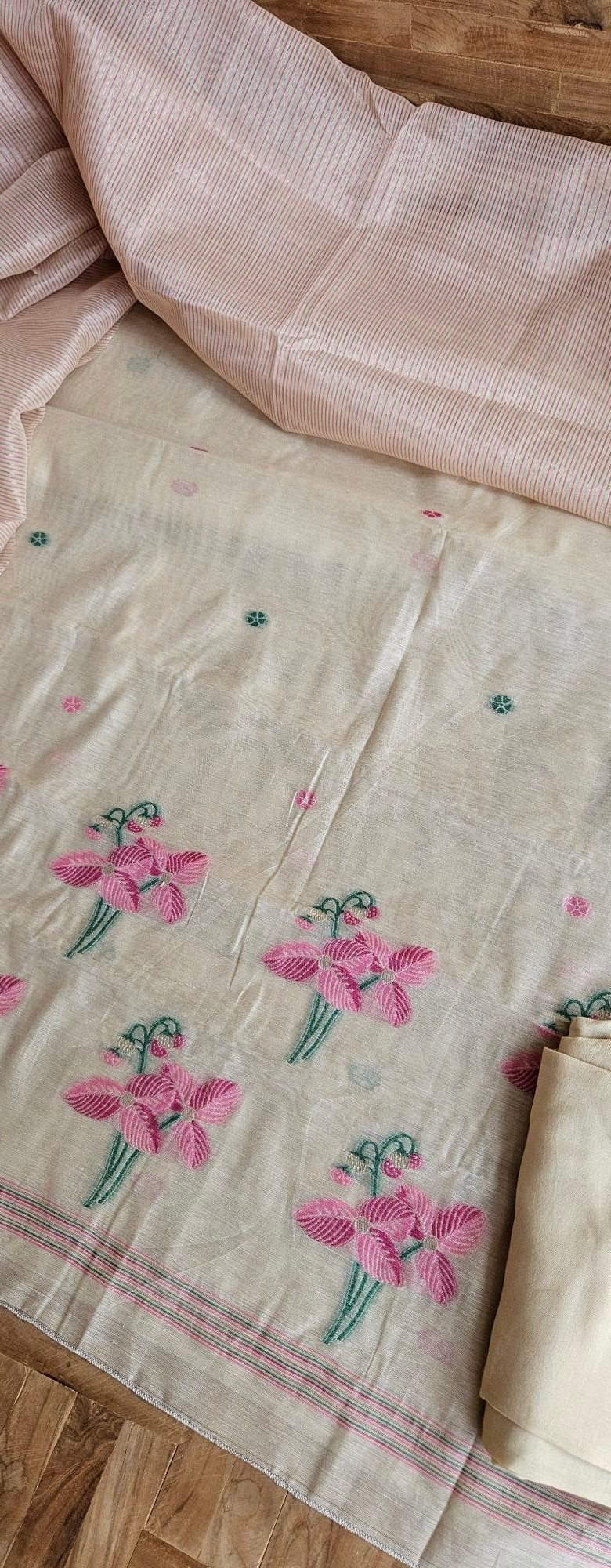 Pure Tassar Jamdani Weaving Dress - S000427C - Image 3