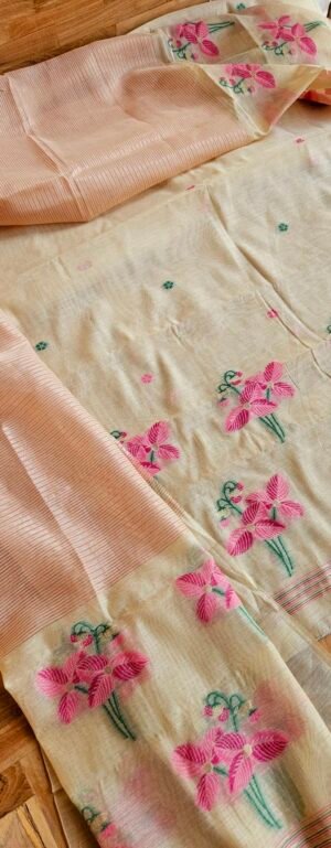Pure Tassar Jamdani Weaving Dress – S000427C