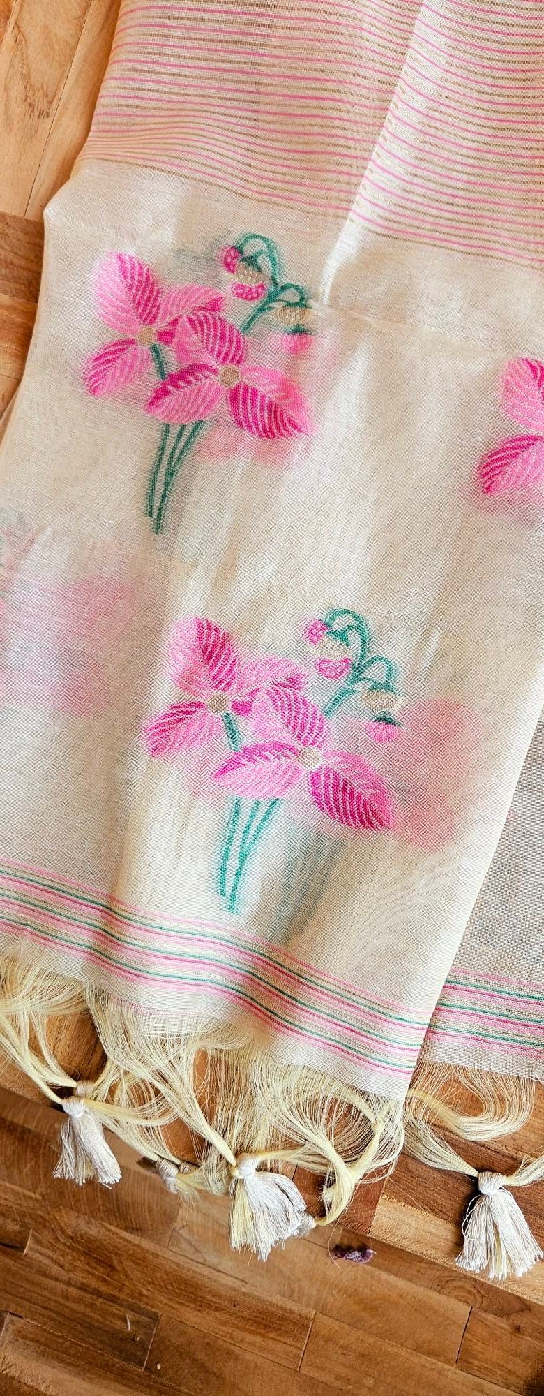 Pure Tassar Jamdani Weaving Dress - S000427C - Image 10