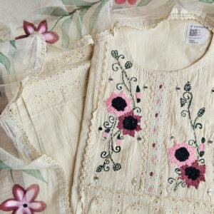 Pure Mal Mal Cotton Chikankari Dress – S000415C