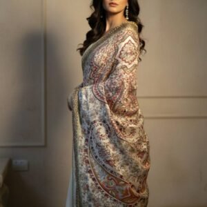 Multicolor Chinon Silk Dupatta with Mirror & Pearl Work