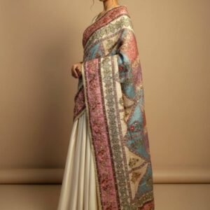 Multicolor Chinon Silk Dupatta with Mirror & Pearl Work