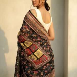 Multicolor Chinon Silk Dupatta with Mirror & Pearl Work
