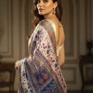 Multicolor Chinon Silk Dupatta with Mirror & Pearl Work