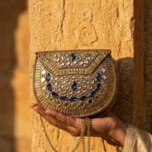 Luxury Kundan Clutch | Mini Embellished Minaudière Bag – S000297C