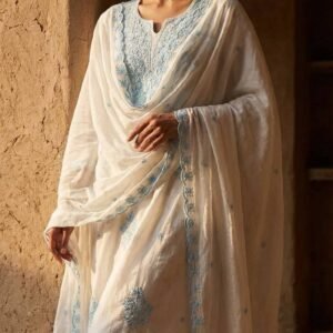 Pure Mal Mal Cotton Chikankari Dress