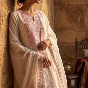 Pure Mal Mal Cotton Chikankari Dress