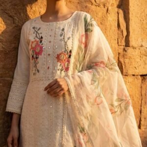 Pure Mal Mal Cotton Chikankari Dress