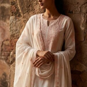 Pure Mal Mal Cotton Chikankari Dress