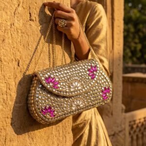 Luxury Kundan Clutch | Embellished Bag – S001263C