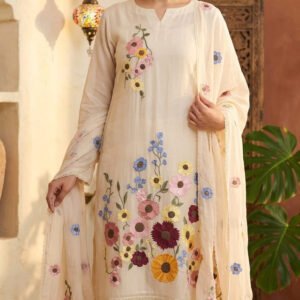 Pure Muslin Boutique 3D Embroidery Dress – S000722C
