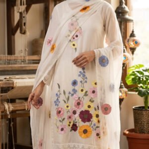 Pure Muslin Boutique 3D Embroidery Dress – S000714C