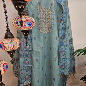 Pure Tassar Silk French-Knot Boutique Dress