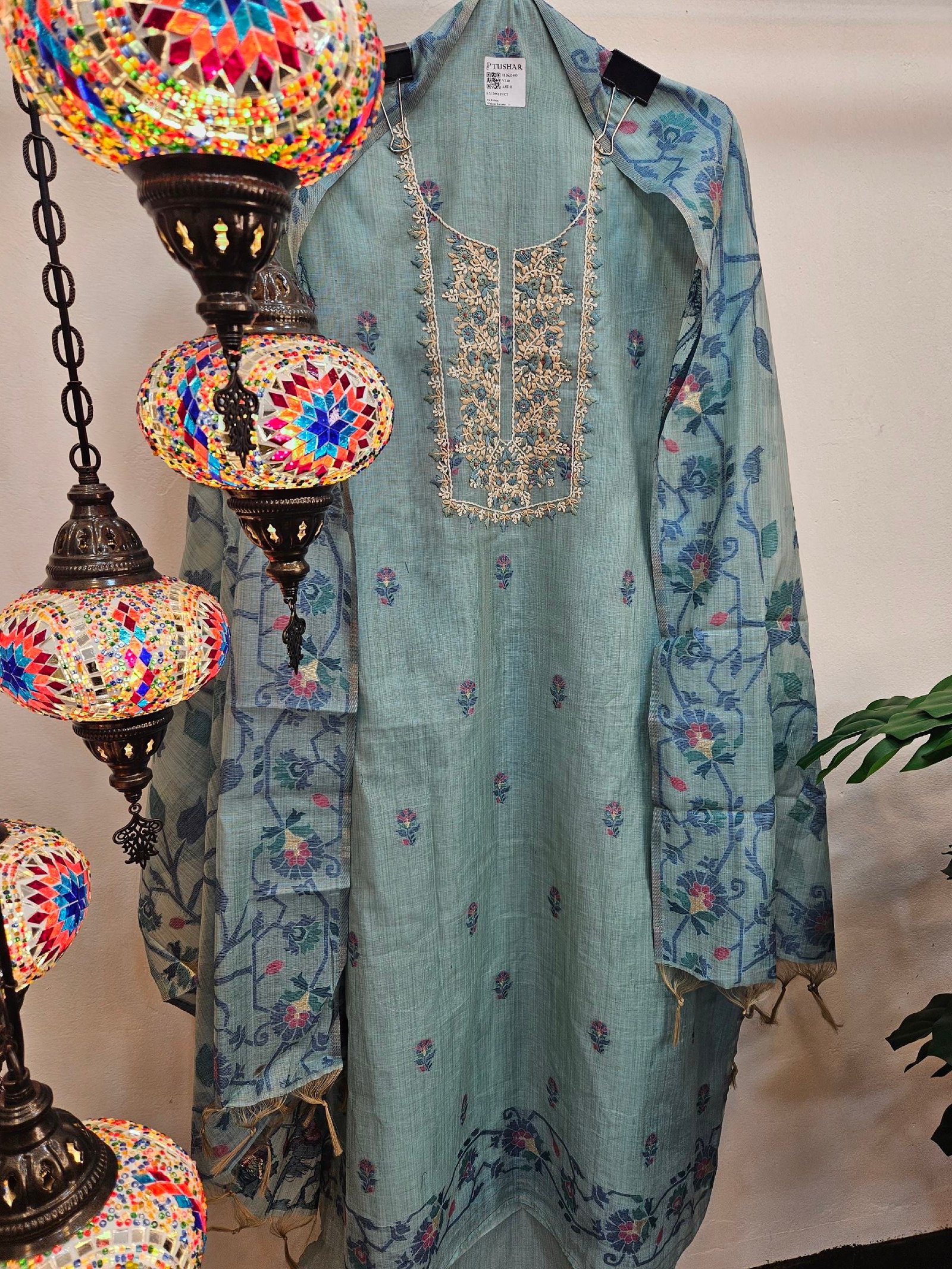 Pure Tassar Silk French-Knot Boutique Dress