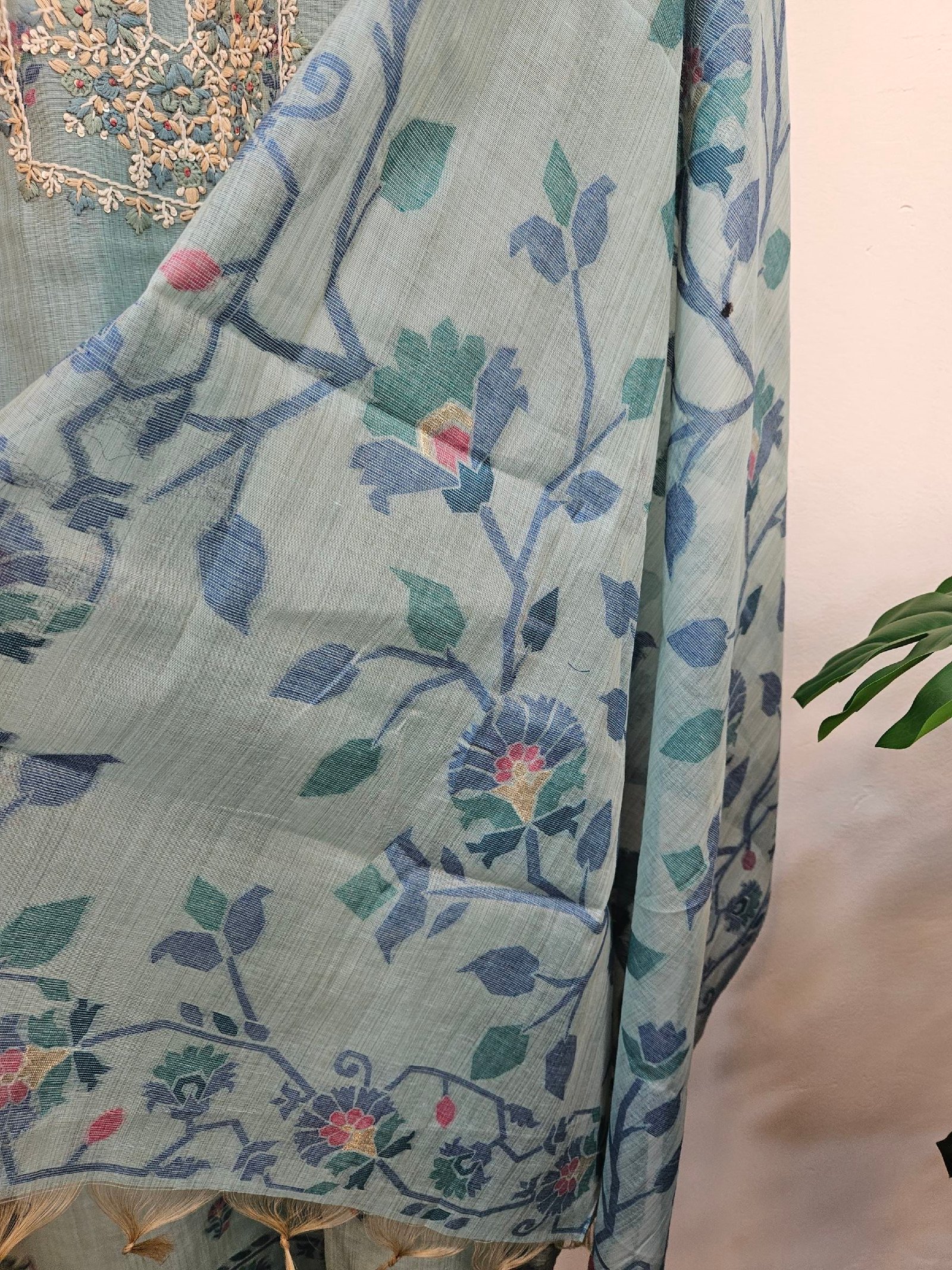 Pure Tassar Silk French-Knot Boutique Dress - Image 3