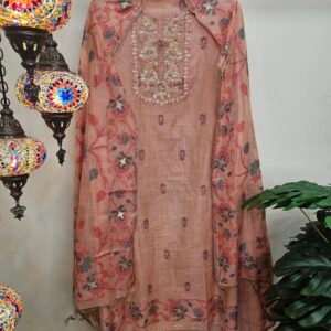 Pure Tassar Silk French-Knot Boutique Dress