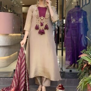 Pure Tissue Silk Fabric Stitched Dress – S002051C