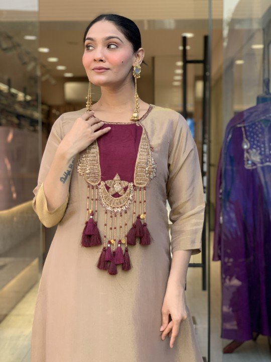 Pure Tissue Silk Fabric Stitched Dress - S002051C - Image 5