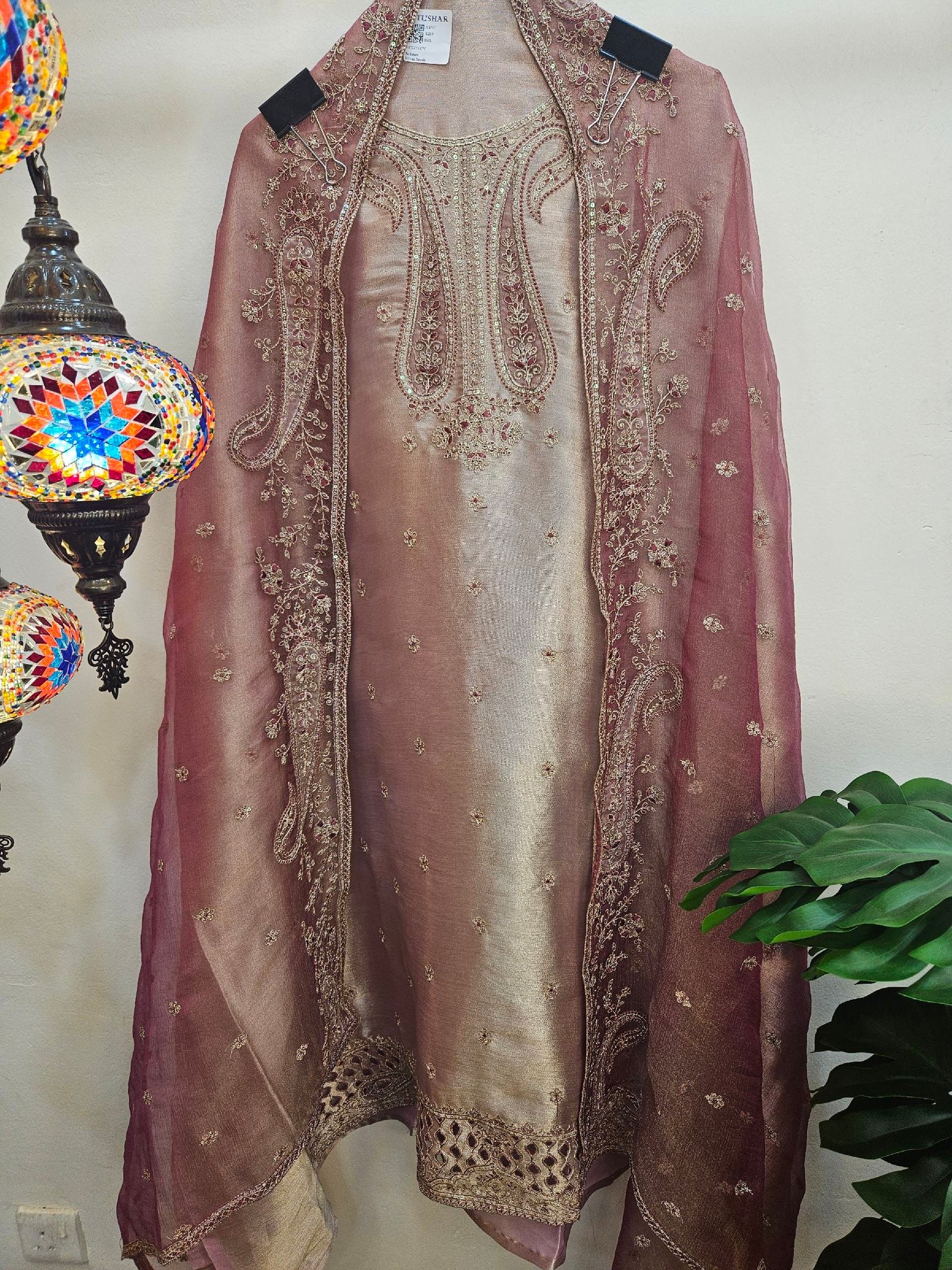 Pure Banarasi Tissue Silk Dress - Image 5