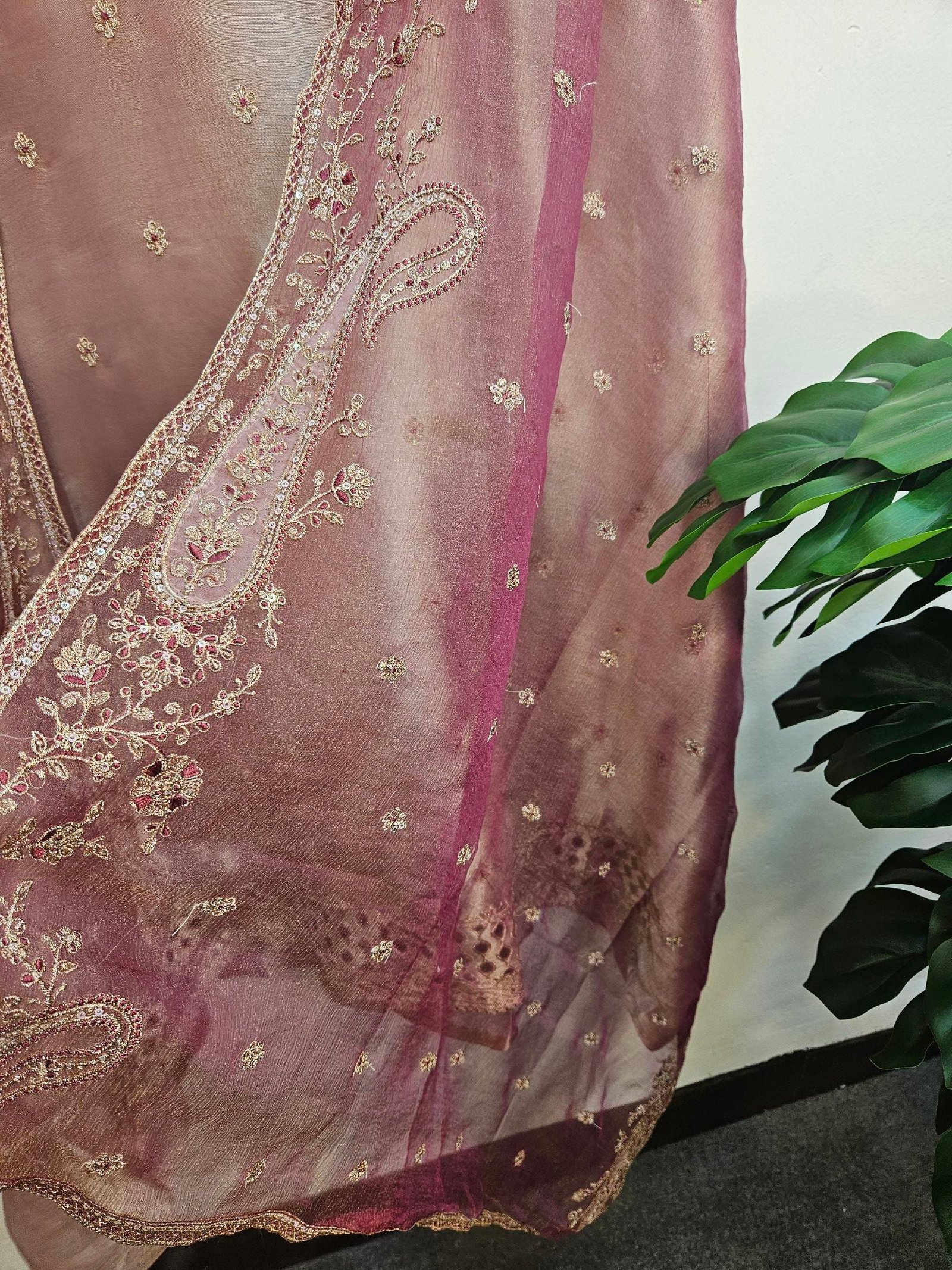 Pure Banarasi Tissue Silk Dress - Image 7