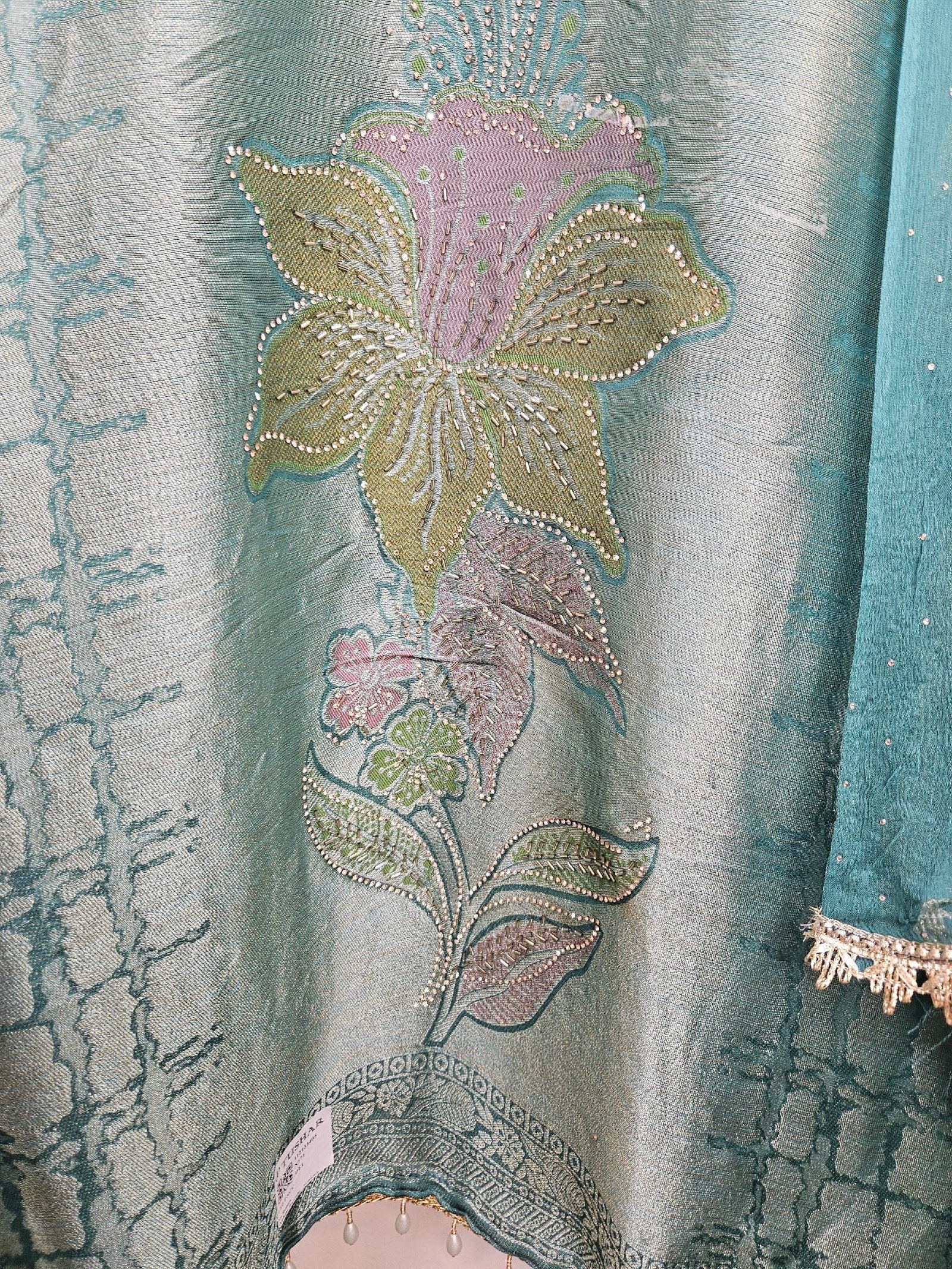 Pure Banarasi Tissue Silk Boutique Dress - Image 3