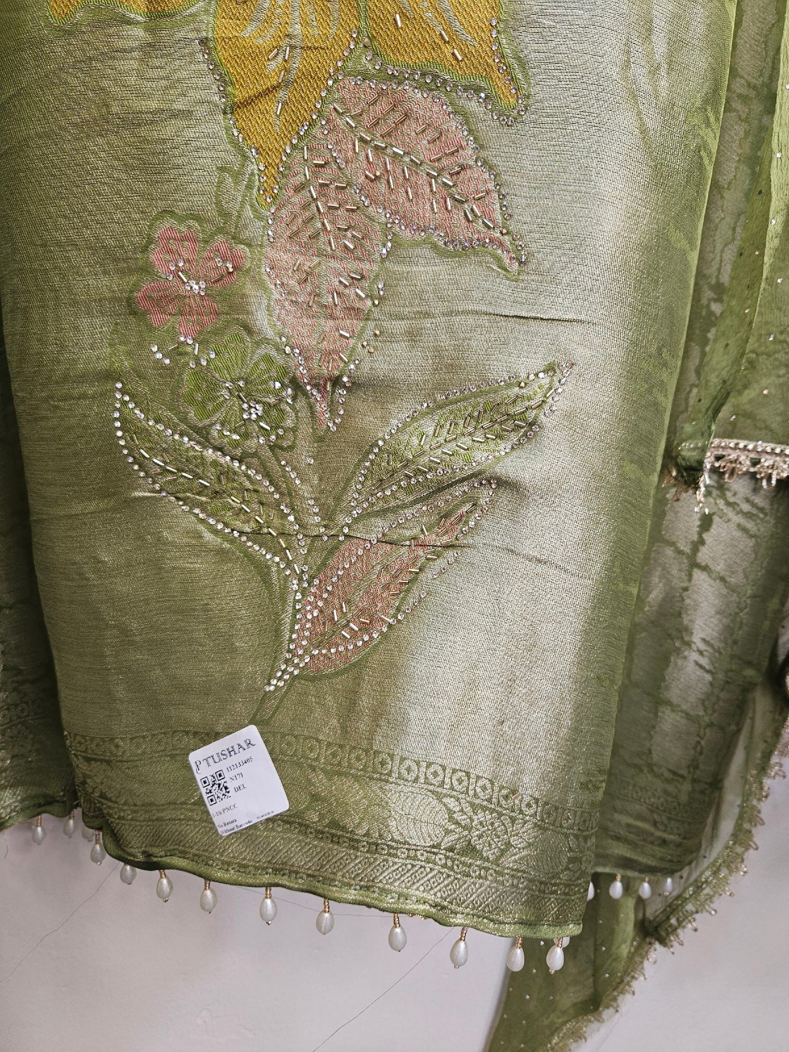 Pure Banarasi Tissue Silk Boutique Dress - Image 6