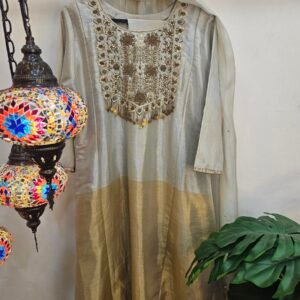 Pure Zardozi Handwork Tissue Silk Stitched Dress