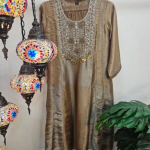 Pure Zardozi Handwork Tissue Silk Stitched Dress