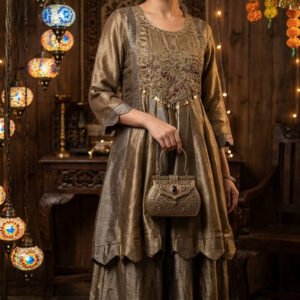 Pure Boutique Peplum Style Stitched Handwork Dress