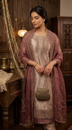Pure Banarasi Tissue Silk Dress