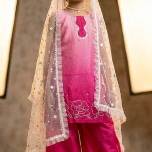 ​Kids’ Silk Farshi Salwar Suit with Handwork