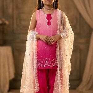 ​Kids’ Silk Farshi Salwar Suit with Handwork