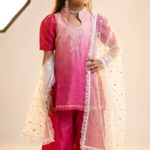 ​Kids’ Silk Farshi Salwar Suit with Handwork