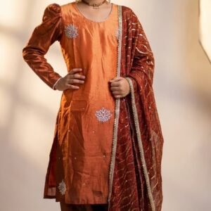 ​Kids’ Silk Farshi Salwar Suit with Handwork