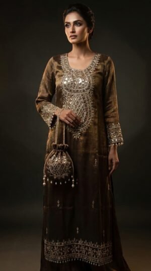 Designer Mirror Work Long Dress