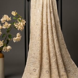 Designer Lucknowi Mukaish & Pearl Work Saree