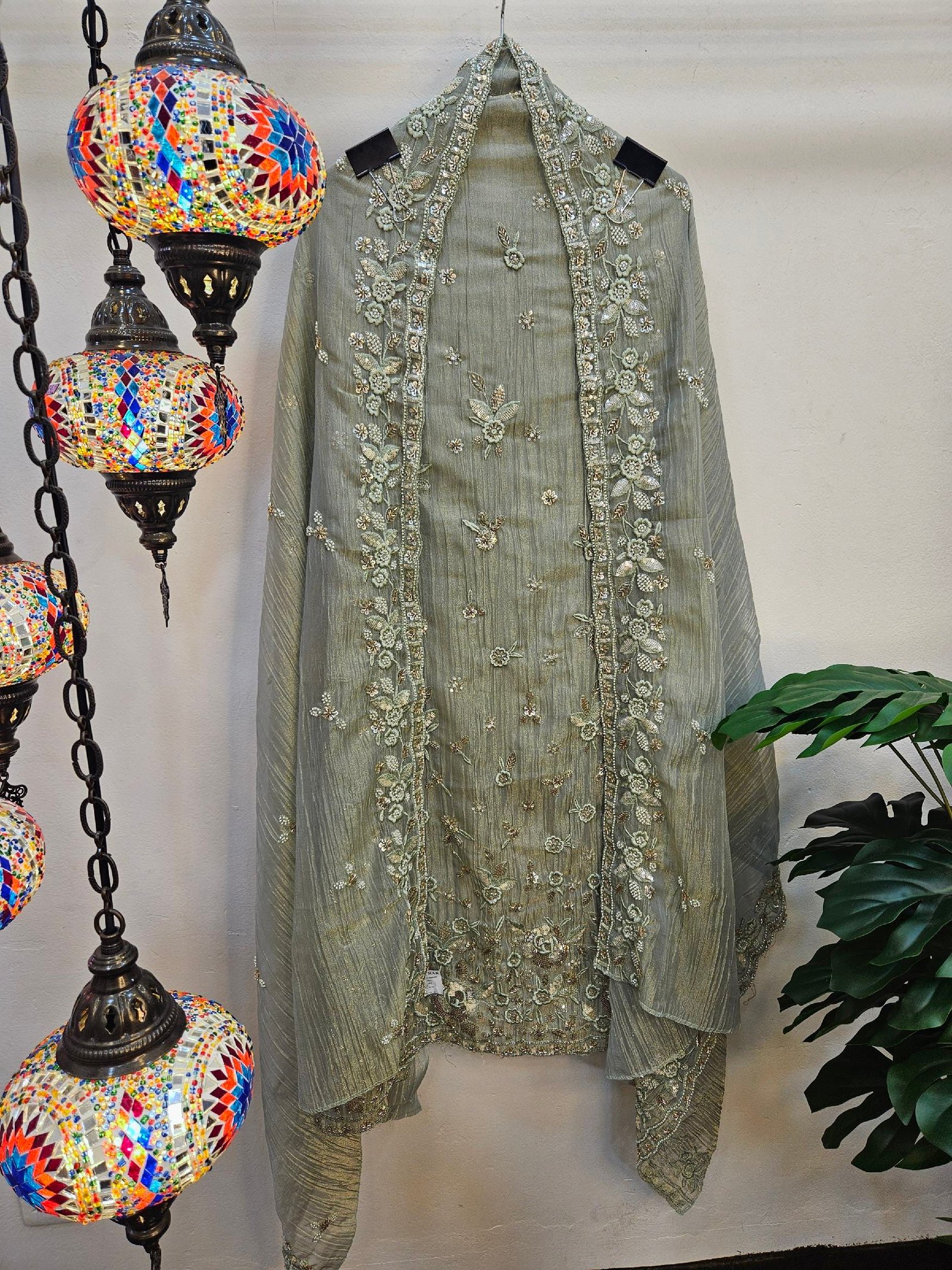 Pure Crush Tissue Simar Handwork Boutique Dress - Image 7