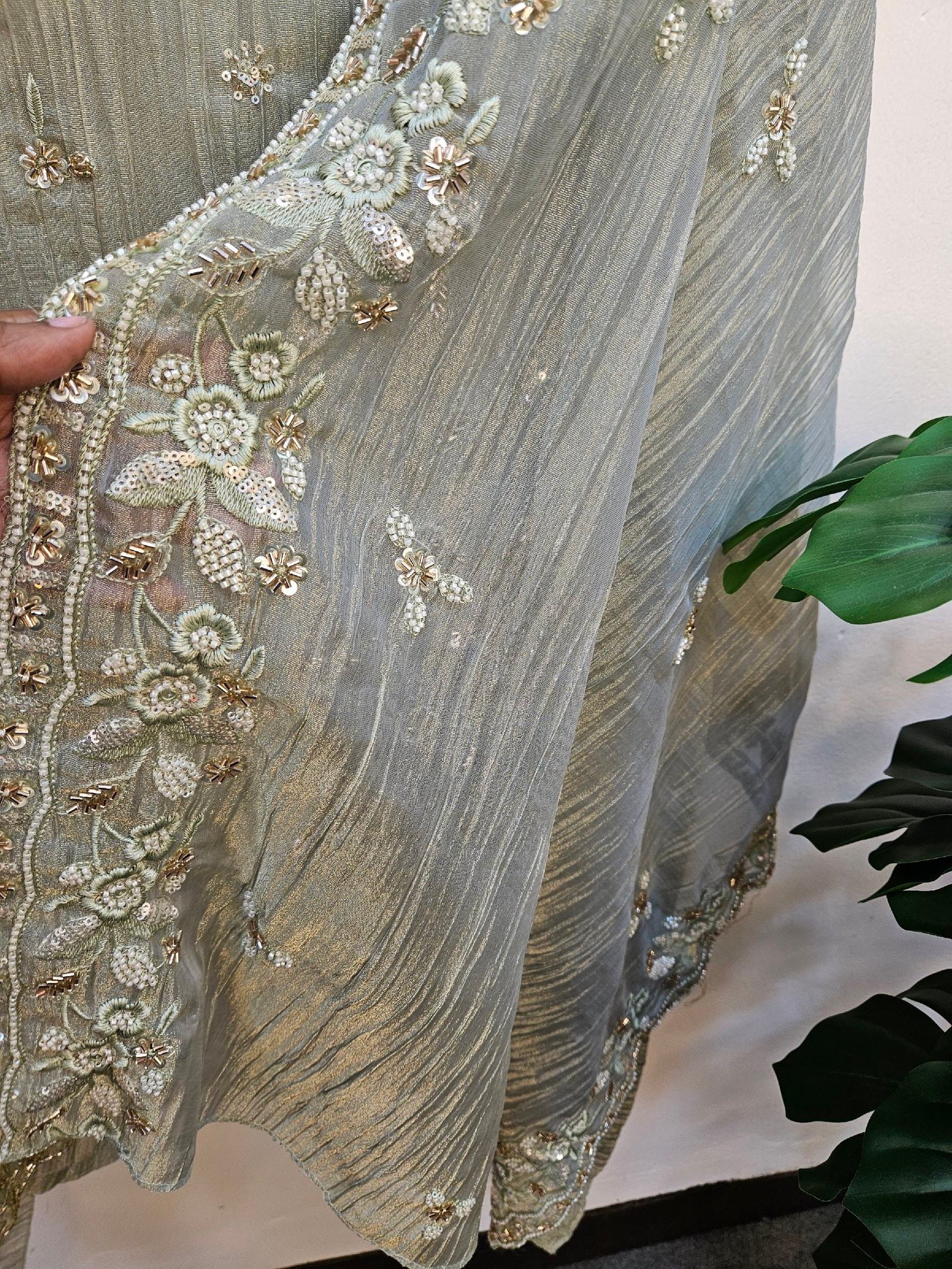 Pure Crush Tissue Simar Handwork Boutique Dress - Image 5