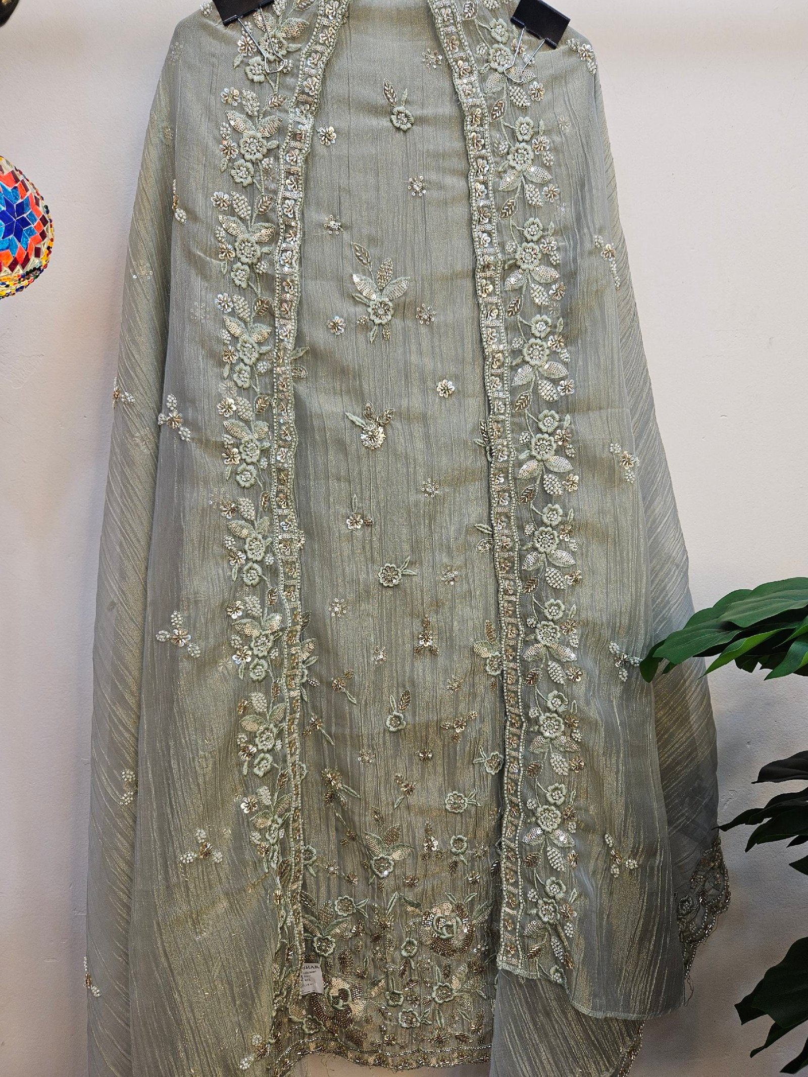 Pure Crush Tissue Simar Handwork Boutique Dress - Image 6