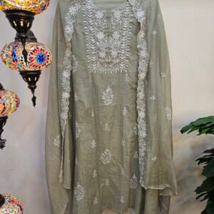 Pure Mul-Chanderi Chikankari Dress