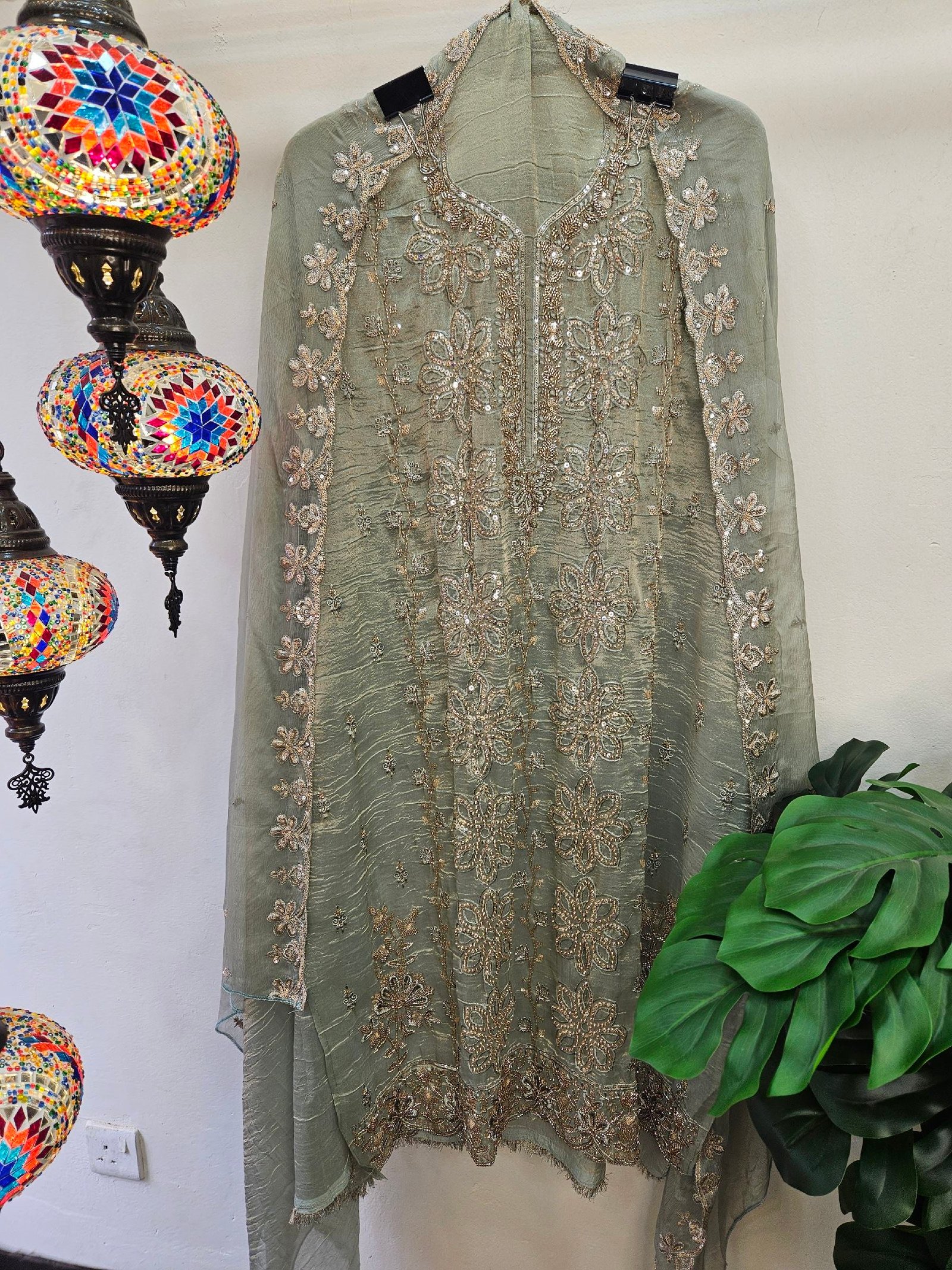 Pure Crush Tissue Simar With Full Handwork Boutique Dress