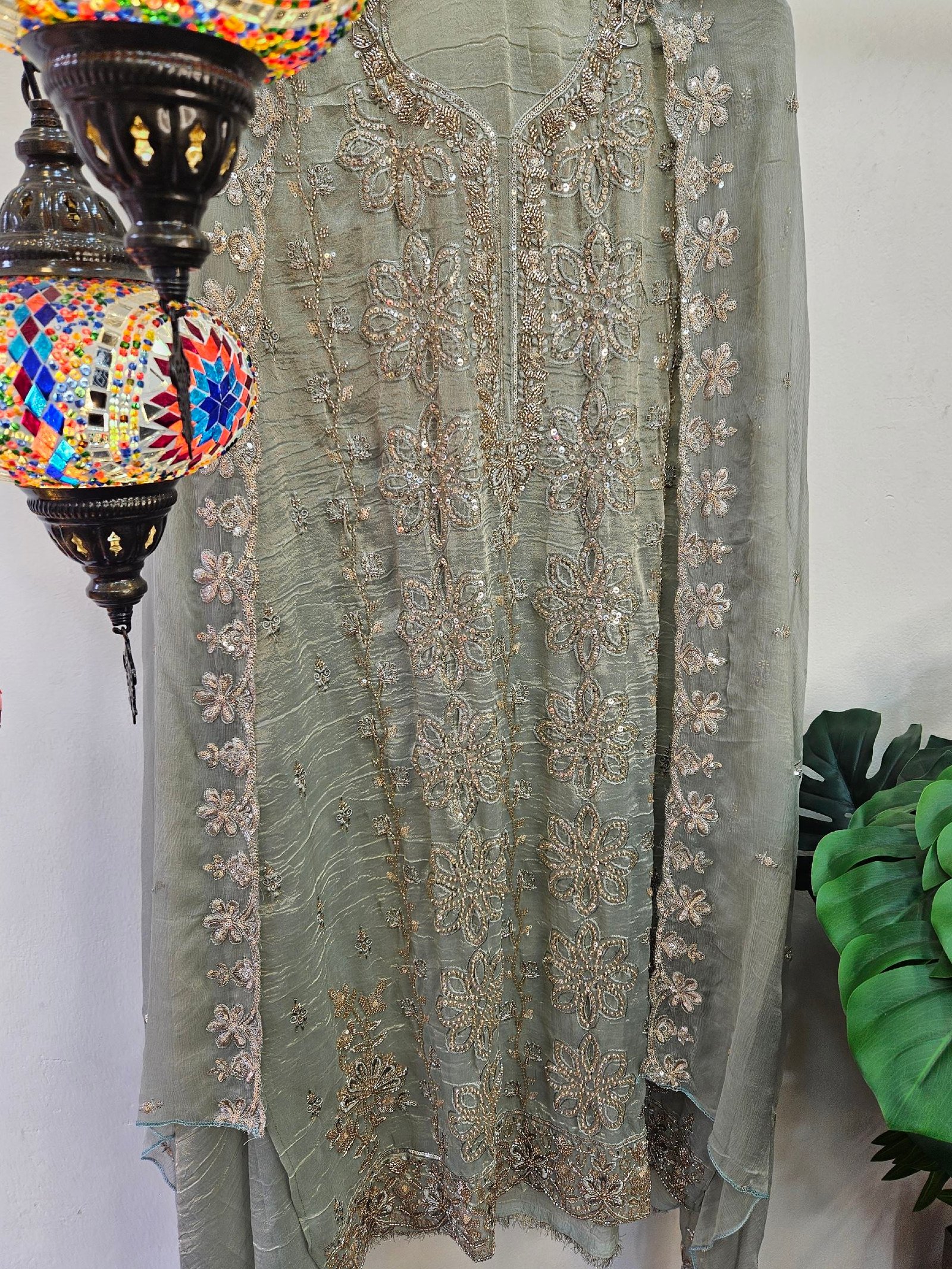 Pure Crush Tissue Simar With Full Handwork Boutique Dress - Image 4