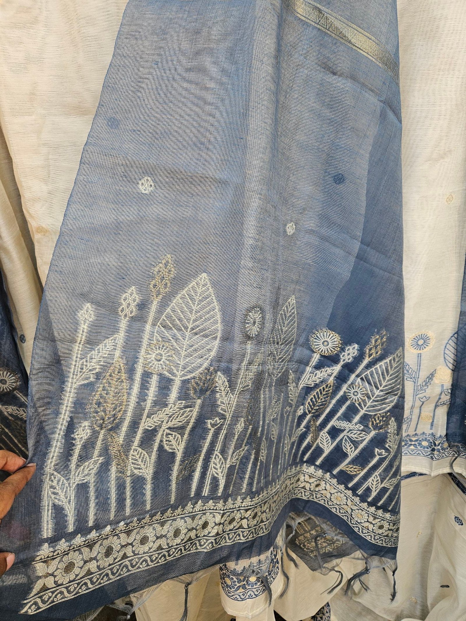 Pure Tassar Silk Jamdani Weaving Boutique Dress - Image 4